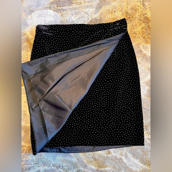 NWT Theory Womens Silk Polka Dot Velvet Pleat Wrap Whimsigoth Work Skirt Sz 4 - Picture 4 of 7